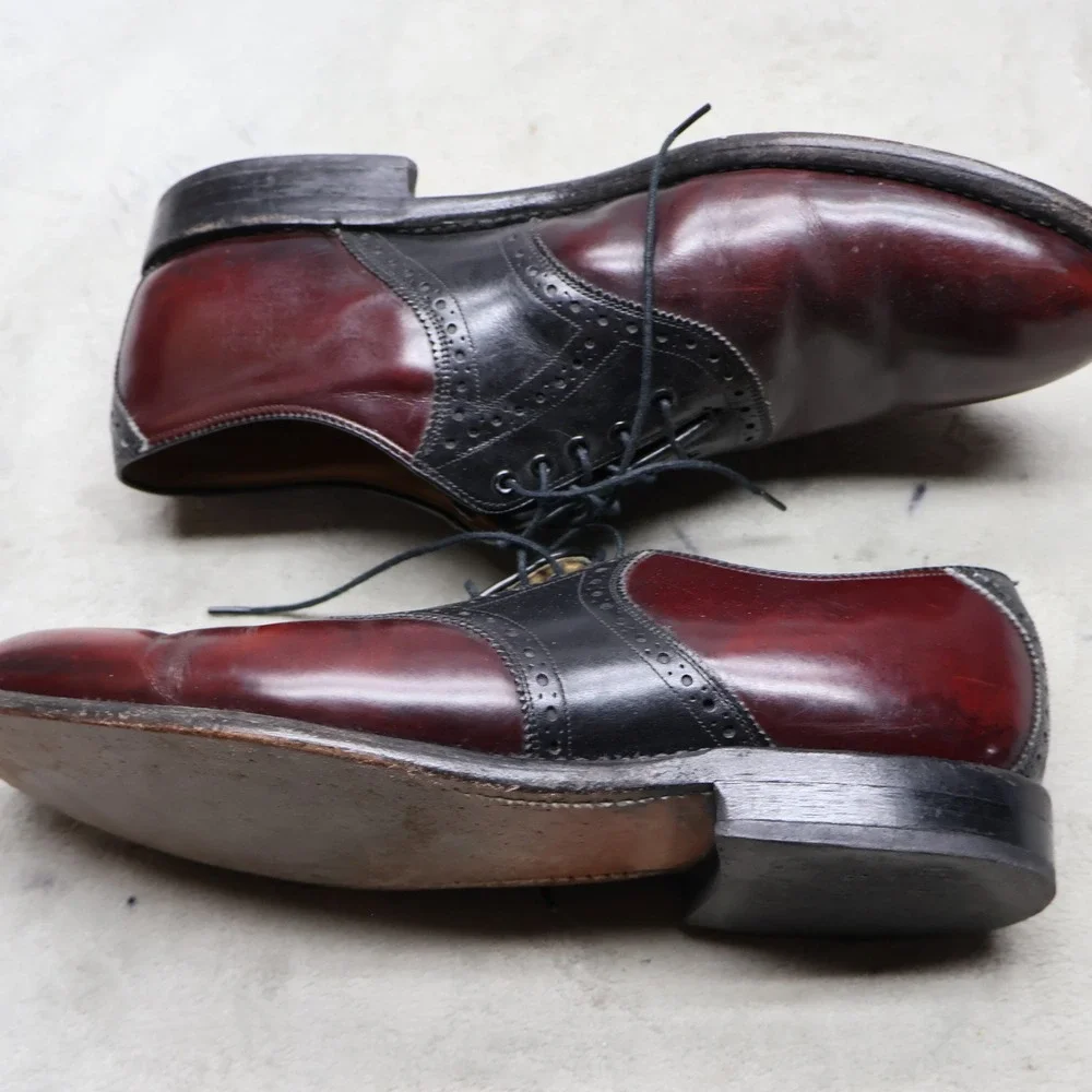 Johnston Murphy Aristocraft Mens 10.5 Oxford Shoes Red Leather Dress Wingtip
